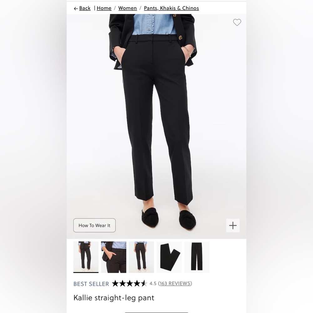 J. Crew Kallie straight-leg pant; Black; size 22